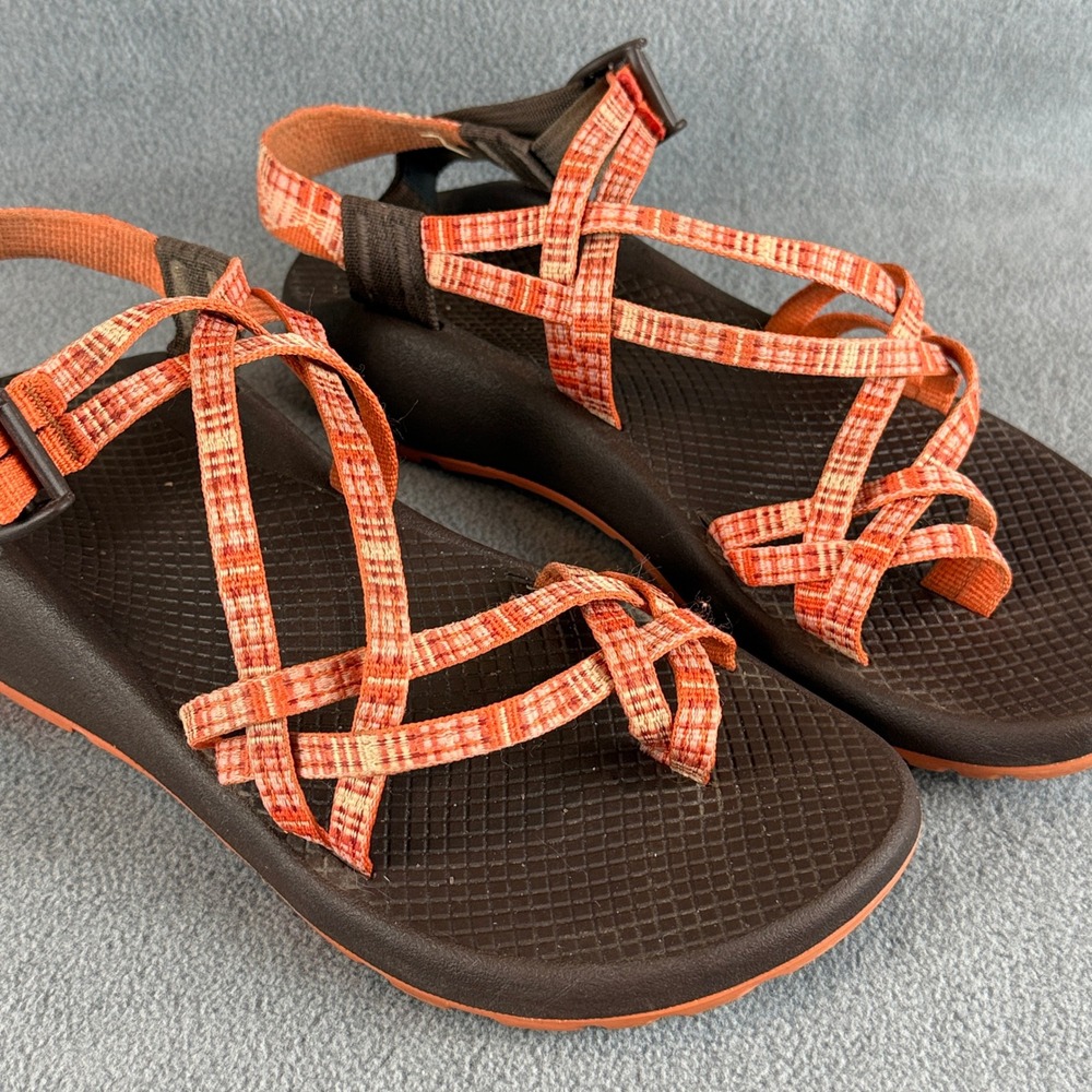 Chaco Z/Cloud 2 Sandals Womens 9 Orange Brown Strappy Toe Loop Sport Hiking
